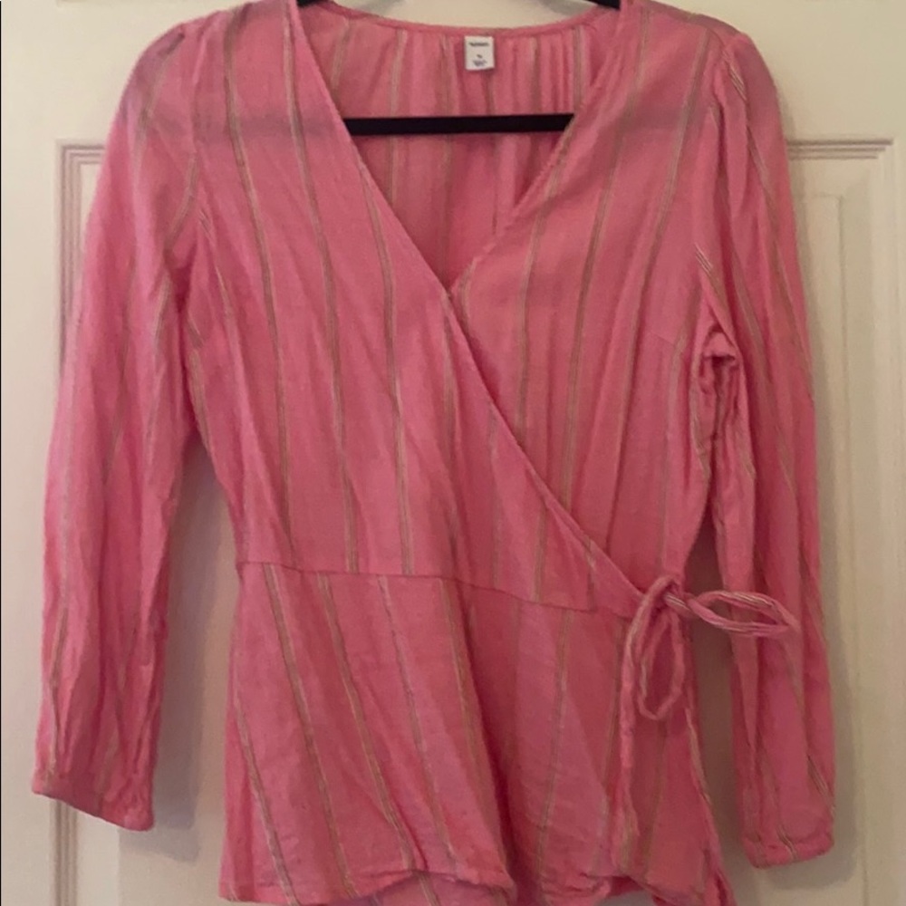 Striped, pink, wrap top
